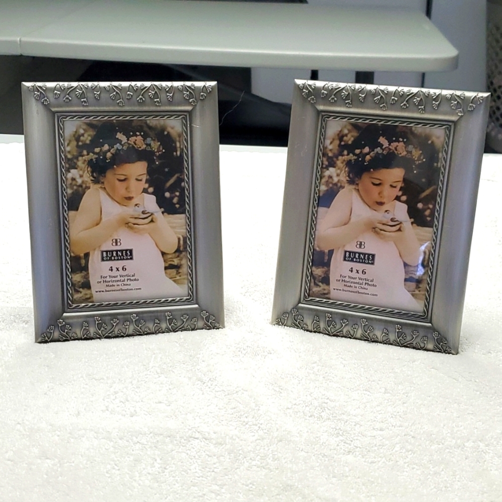 Burnes of Boston set of 2 silver 4x6 glass frames